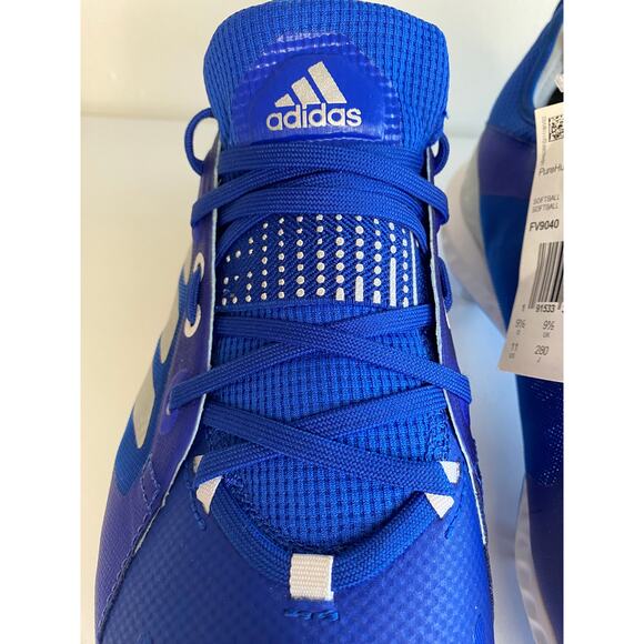 NWT ADIDAS CLEATS 11 PUREHUSTLE METAL FASTPITCH SOFTBALL SHOES BLUE FV9040 - Picture 8 of 16